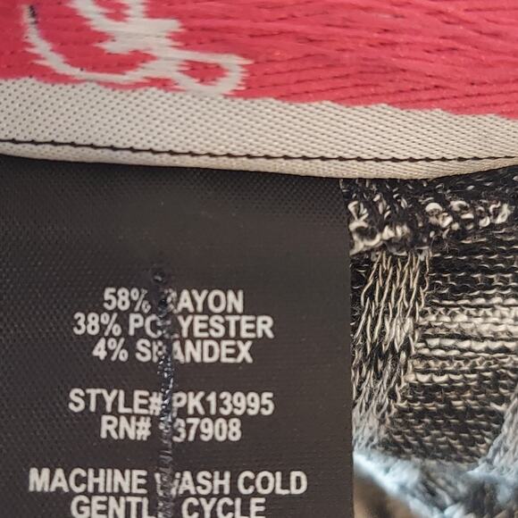 Polly Ester Mock Neck Ribbed Top Large Gray Grunge Y2K Elbow Sleeve Stretchy - Picture 6 of 6